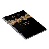 Luxury Golden Flowers Elegant Chic Classy Black Notitieboek (Rechterzijde)