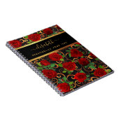 Luxury Golden Flowers Elegant Chic Classy Black Notitieboek (Rechterzijde)