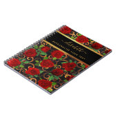 Luxury Golden Flowers Elegant Chic Classy Black Notitieboek (Linkerzijde)