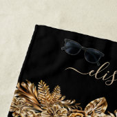 Luxury Golden Flowers Elegant Chic Classy Black Strandlaken (In situ)