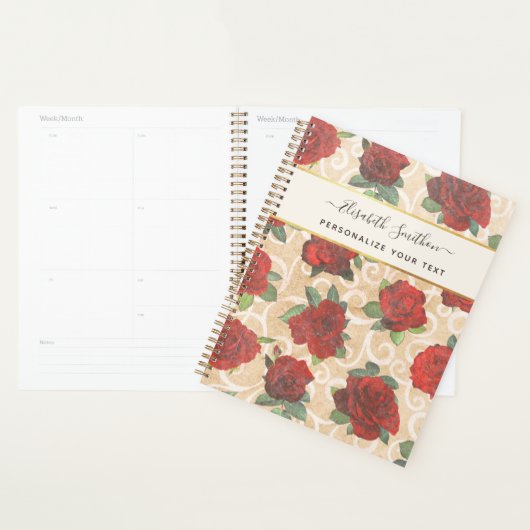 Luxury Golden Flowers Elegant Chic Classy Custom Planner (Display)