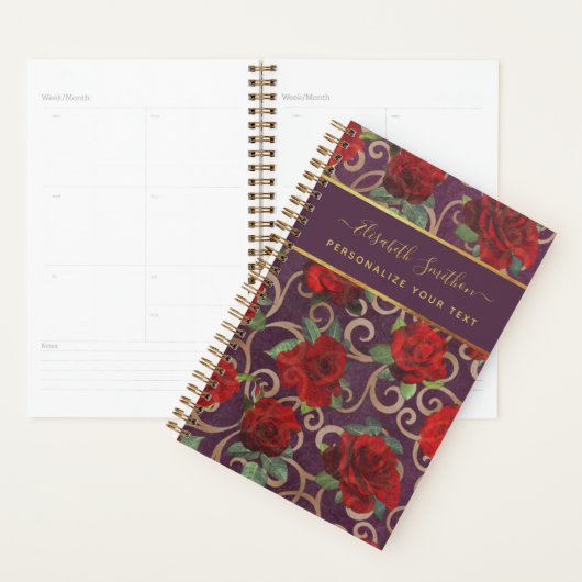 Luxury Golden Flowers Elegant Chic Classy Custom Planner (Display)