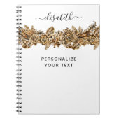 Luxury Golden Flowers Elegant Chic Classy White Notitieboek (Voorkant)