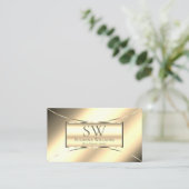 Luxury Golden Glamoureus met monogram en Logo Visitekaartje (Staand voorkant)