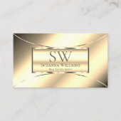 Luxury Golden Glamoureus met monogram en Logo Visitekaartje (Voorkant)