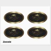 Luxury Golden Glitter Floral Black Product Labels (Vel)