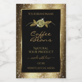 Luxury Golden Glitter Floral Black Product Labels Voedselcontainer Etiket (Enkel label)