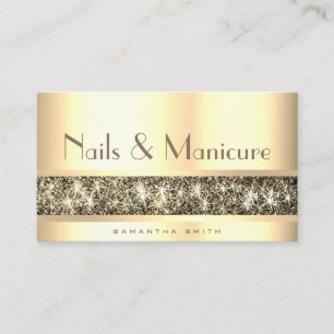 Luxury Golden Glitter Sparkle Nails en Mest Visitekaartje
