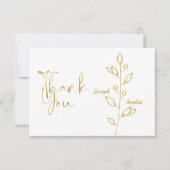 Luxury Golden & Gold bladeren Wedding Bedankkaart (Voorkant)