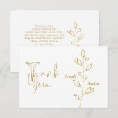 Luxury Golden & Gold bladeren Wedding Bedankkaart (Voorkant / Achterkant)
