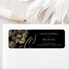 Luxury Golden Iris Flowers Black Wedding Etiket