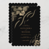 Luxury Golden Iris Flowers Black Wedding Kaart (Voorkant / Achterkant)