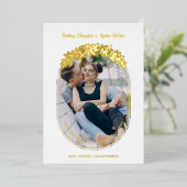 Luxury Golden Ivi laat ovaal Lijst foto Folie Uitnodiging (Staand Voorkant)