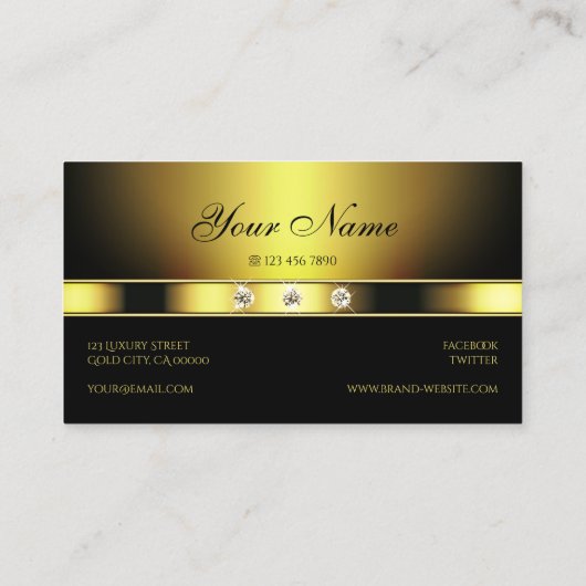 Luxury Golden met Back en Sparking Diamonds Visitekaartje (Achterkant)