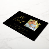 Luxury Golden Minimalist Branches Chic Photo Folie Uitnodiging (Gedraaid)