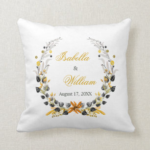 Luxury Golden Noir Wedding Monogram Kussen