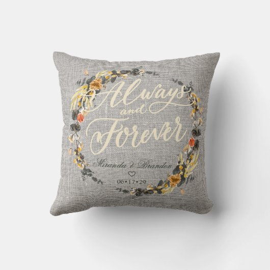 Luxury Golden Noir Wedding Monogram Sierkussen (Achterkant)