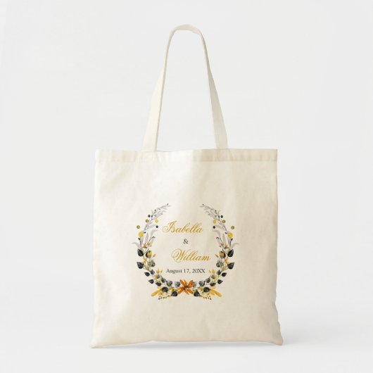 Luxury Golden Noir Wedding Monogram Tote Bag (Voorkant)