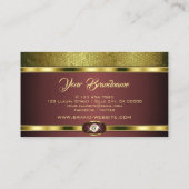 Luxury Golden Pattern Burgundy met Faux Diamonds Visitekaartje (Achterkant)