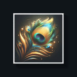Luxury Golden Peacock Feather - Elegant Emerald an Canvas Afdruk<br><div class="desc">A stunningly detailed abstract representation of a peacock feather, blending rich emerald greens, vibrant teals, and shimmering gold. The intricate fiber-like textures and floating golden spheres create a sense of royal elegance and magical depth against a dark, moody background. Perfect for sophisticated living rooms, luxury hotel decor, or as a...</div>
