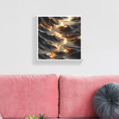 Luxury Golden River Abstract - Modern Dark Mountai Canvas Afdruk (Insitu (Woonkamer))
