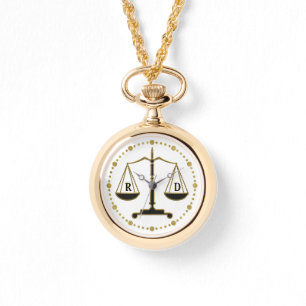 Luxury Golden Scales of Justice   Initialen Giften Horloge