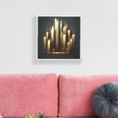 Luxury Golden Skyscrapers Silhouette - Modern Abst Canvas Afdruk (Insitu (Woonkamer))