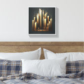 Luxury Golden Skyscrapers Silhouette - Modern Abst Canvas Afdruk (Insitu (Slaapkamer))