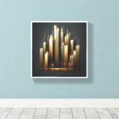 Luxury Golden Skyscrapers Silhouette - Modern Abst Canvas Afdruk (Insitu (Houten vloer))