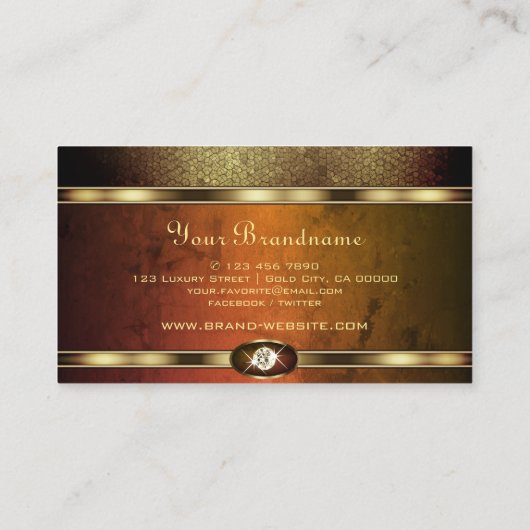 Luxury Golden Snake Pattern met Oranje marmer Visitekaartje (Achterkant)