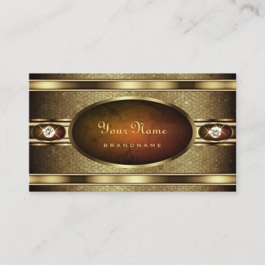 Luxury Golden Snake Pattern met Oranje marmer Visitekaartje (Voorkant)