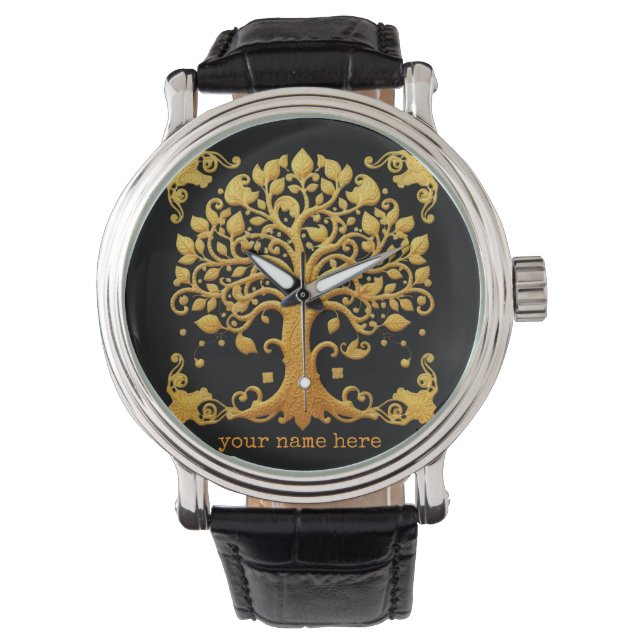 Luxury Golden Tree of Life Horloge (Voorkant)
