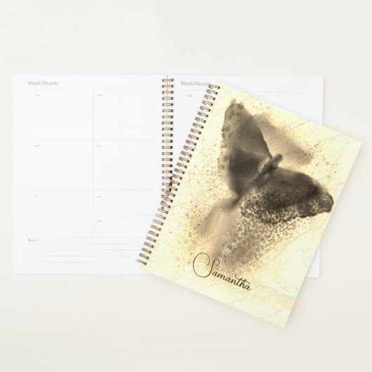 Luxury Golden Waterverf Butterfly Monogram Planner (Display)