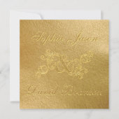 Luxury Golf Leaf 3D Gold Wedding Custom Monogram Kaart (Voorkant)