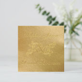 Luxury Golf Leaf 3D Gold Wedding Custom Monogram Kaart (Staand voorkant)