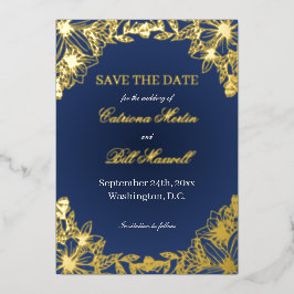 Luxury Goud Folie Bloem Save The Date Kaart