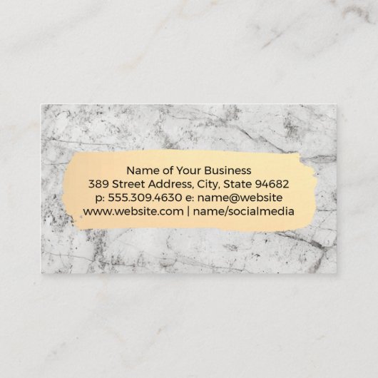 Luxury Goud Geborsteld | Witte Marmer Visitekaartje (Achterkant)