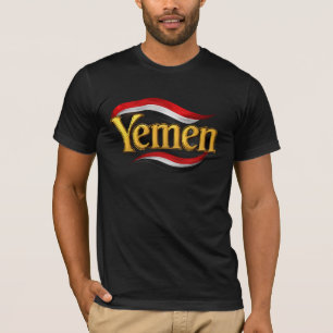 Luxury Goud Jemen Typografie met Nationale Vlag T- T-shirt