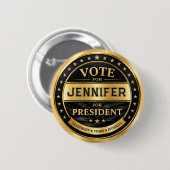 Luxury Goud Zwarte Campagne Ronde Button 5,7 Cm (Voorkant /achterkant)