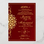 Luxury Gouden Mandala Moslim Trouw Nikah Folie Uitnodiging (Voorkant)