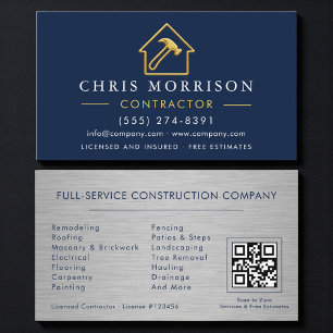 Luxury Gouden Metaal Contractor QR Code Visitekaartje