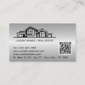 Luxury Gray Silver Real Estate Chic Professional Visitekaartje (Achterkant)
