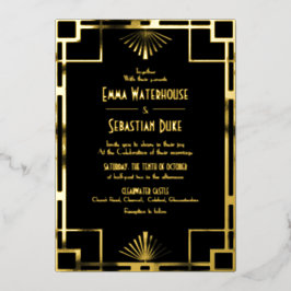 Luxury Great Gatsby Art Deco Wedding Folie Uitnodiging