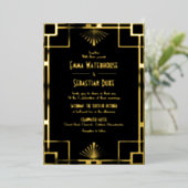 Luxury Great Gatsby Art Deco Wedding Folie Uitnodiging (Staand Voorkant)