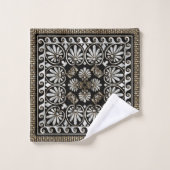 Luxury Greek Ornament Black and White Marble Bad Handdoek (Wasdoekje)