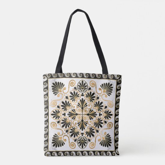 Luxury Greek Ornament Black and White Marble Tote Bag (Achterkant)