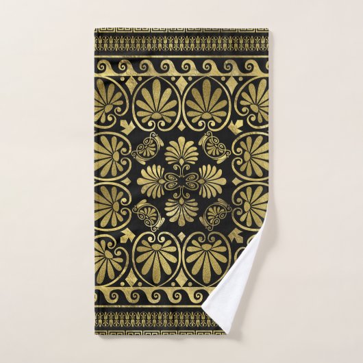 Luxury Greek Ornament Black en Gold Bad Handdoek (Handdoek)
