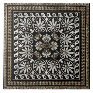 Luxury Greek Ornament Black en White Marble Tegeltje