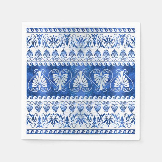 Luxury Greek Ornament Blue Gemstone en pearl Servet (Voorkant)