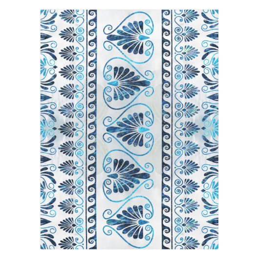 Luxury Greek Ornament Blue Gemstone en pearl Tafelkleed (Voorkant)